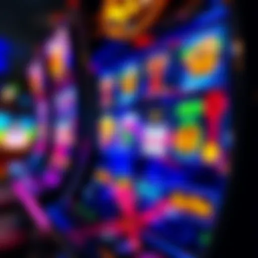 Illuminated slot machine display with vibrant colors