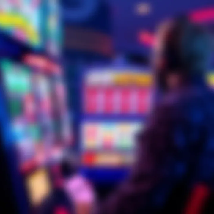 A player observing the payout structure of an 8 liner slot machine