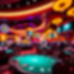 Casino floor with vibrant lights and tables