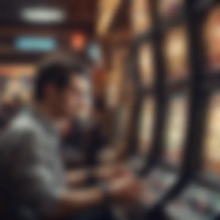 A close-up of a player focused on a slot machine screen