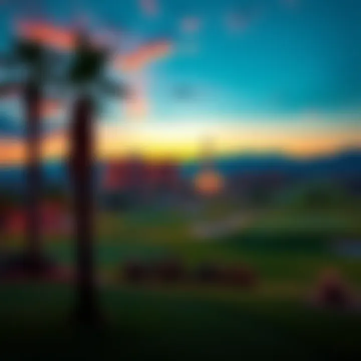 Stunning view of a golf course in Las Vegas at sunset