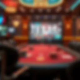 A virtual table set up for Texas Hold'em gameplay