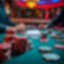 Strategic poker practice setup with chips and cards