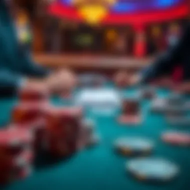 Strategic poker practice setup with chips and cards