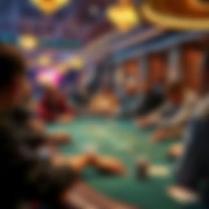 Exciting poker table filled with players