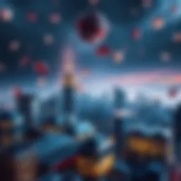 New York skyline with sports imagery