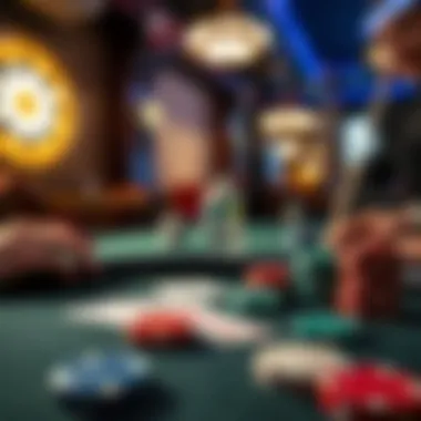 Strategic Game Setup at The Oaks A close-up of poker chips and cards on a table during a game