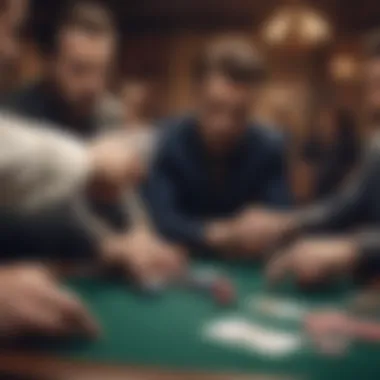 A dramatic final showdown at a poker table with players revealing their cards.