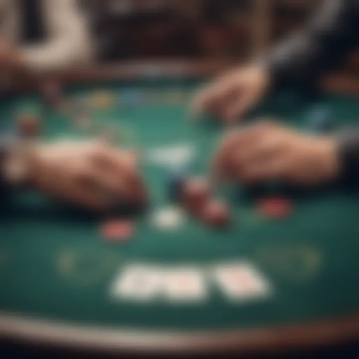 A strategic poker game in progress highlighting player concentration