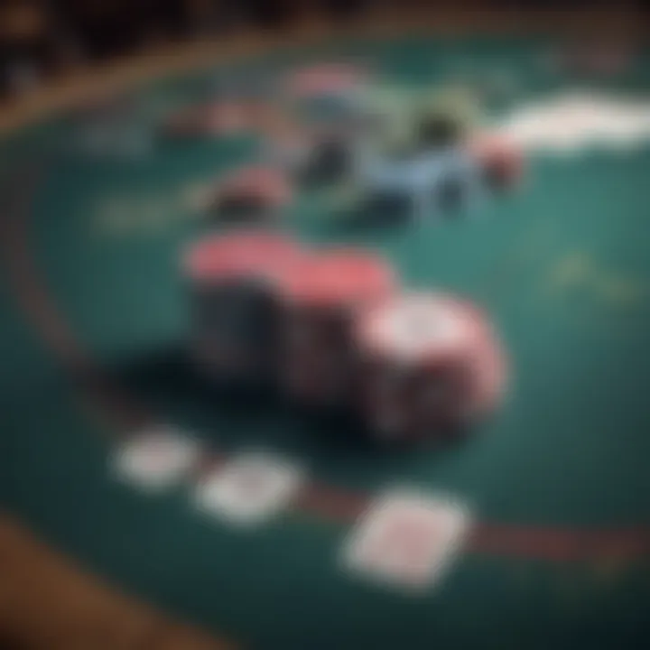 Close-up of a poker table with cards and chips ready for play