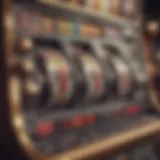 A close-up view of a classic slot machine in a casino setting