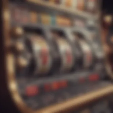 A close-up view of a classic slot machine in a casino setting