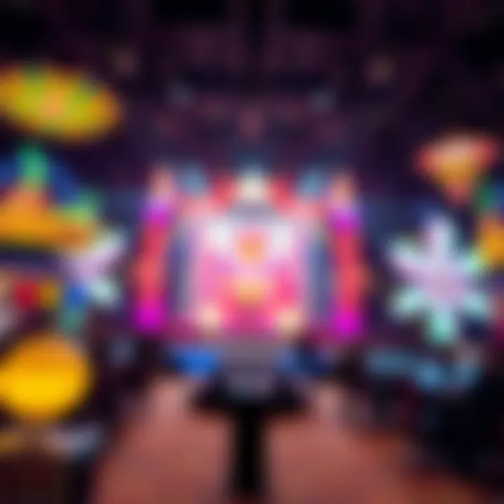 Entertainment show stage in Las Vegas with colorful lights