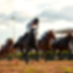 Thoroughbred horse galloping on track