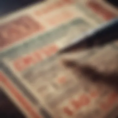 Close-up of a lottery ticket with a pen