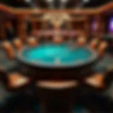 A detailed view of a professional poker table showcasing its dimensions.