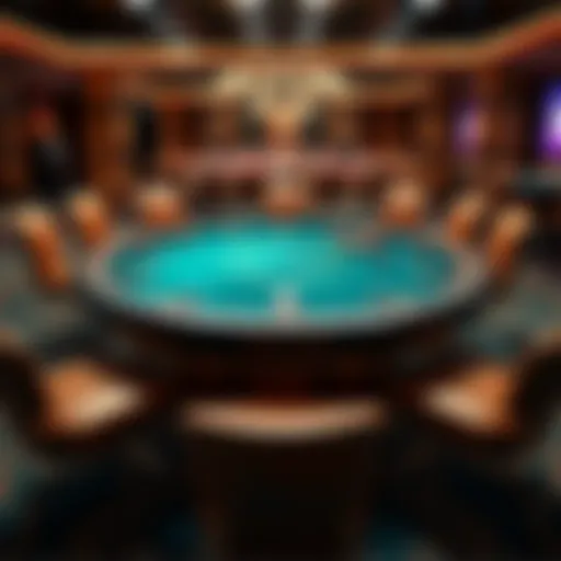 A detailed view of a professional poker table showcasing its dimensions.