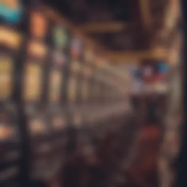 A vibrant display of various slot machines in a bustling Las Vegas casino