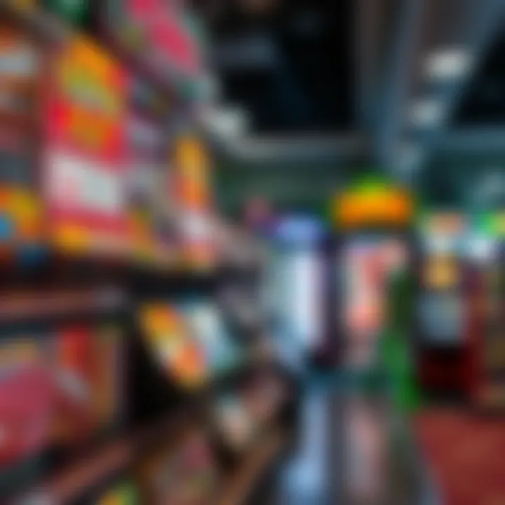 Retail Store Scratchers Display A vibrant display of various scratch-off lottery tickets at a retail store.